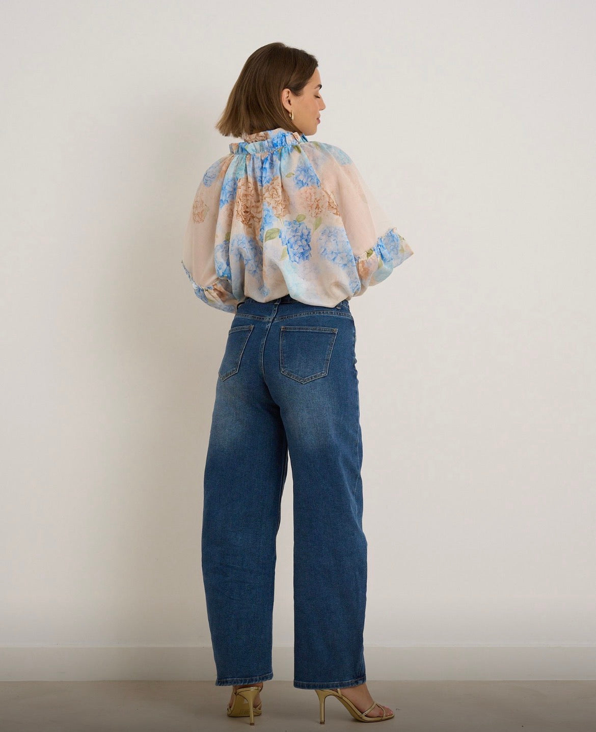 Kyla Sheer Blouse Blue Mix