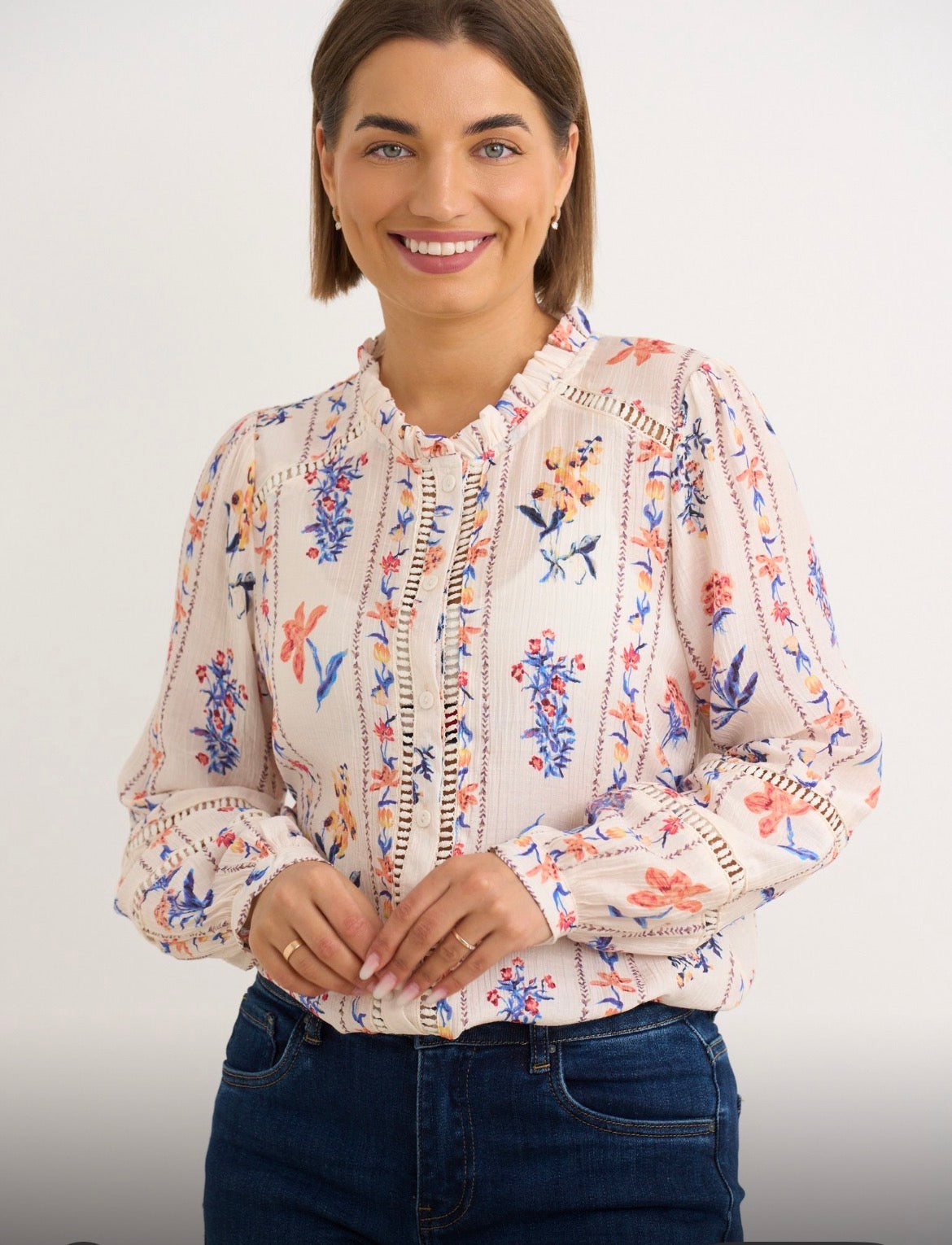 Kyla Shirt - Blue & Coral