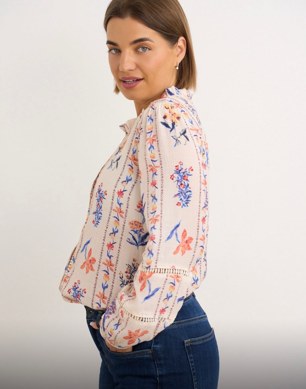 Kyla Shirt - Blue & Coral