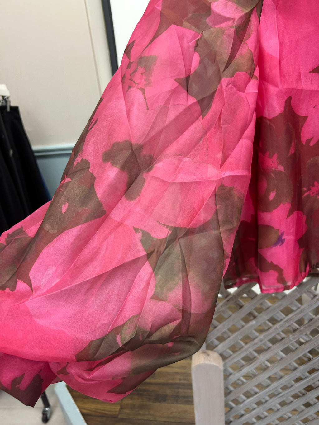 Kyla Sheer Shirt - Hot Pink & Brown.