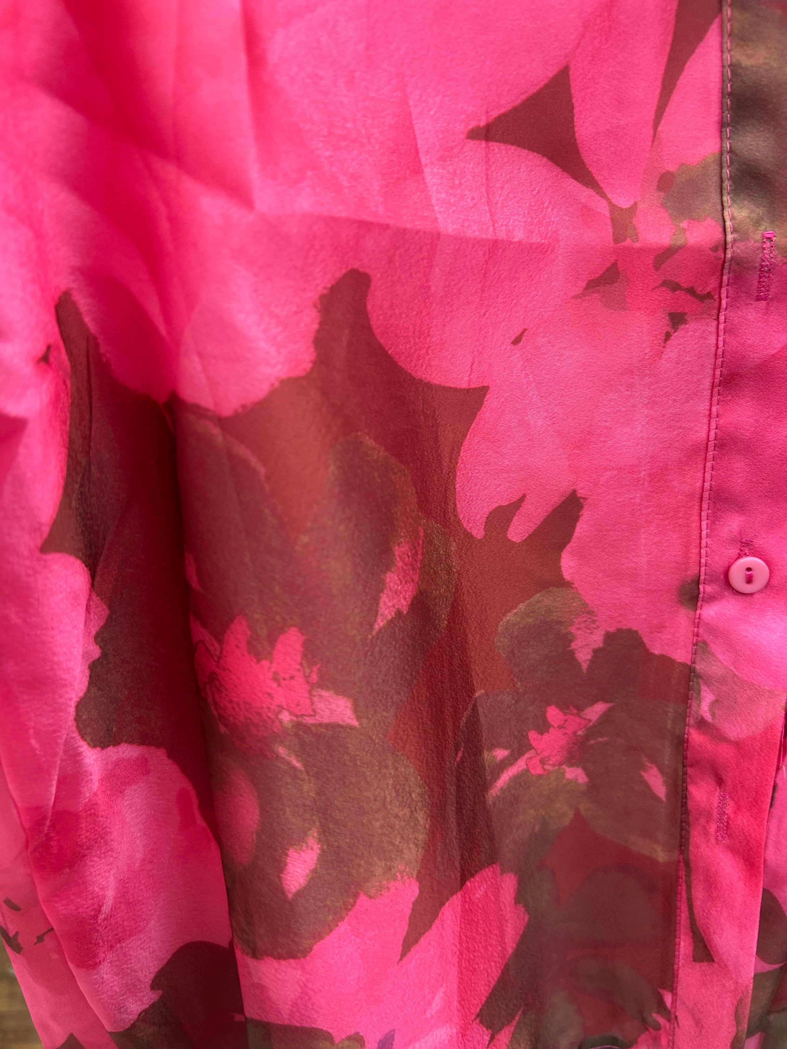 Kyla Sheer Shirt - Hot Pink & Brown.