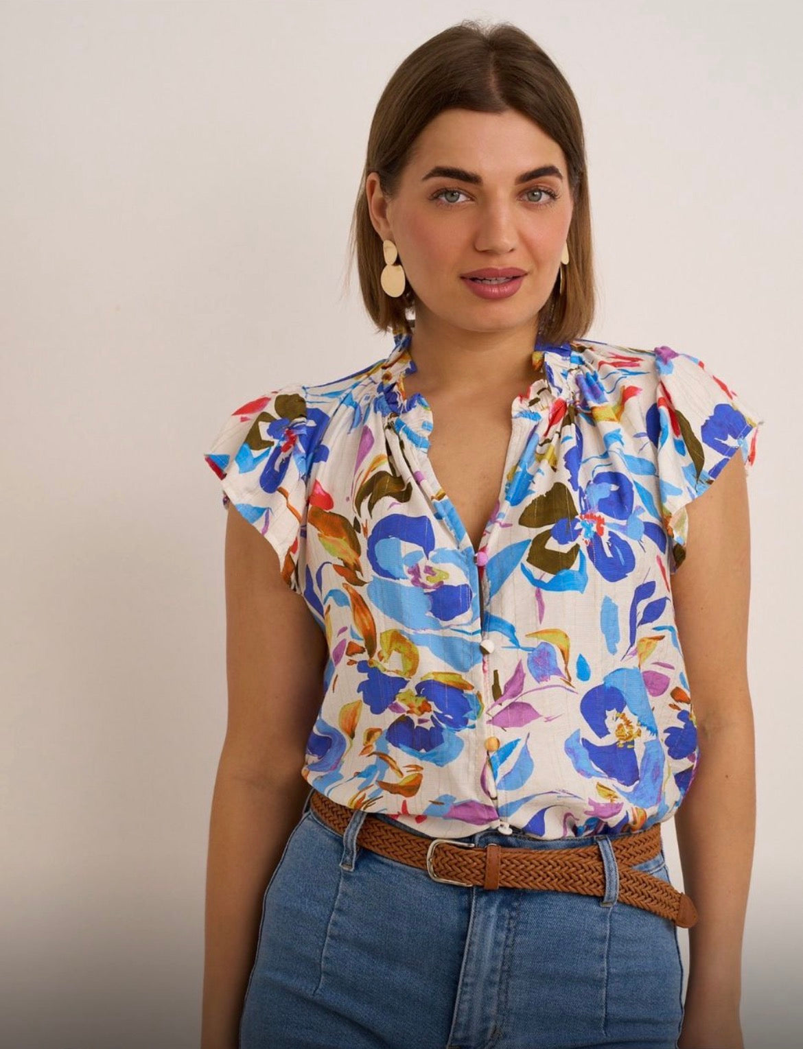 Kyla Blue Flower Top