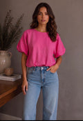 Kyla Bubble Top - Hot Pink