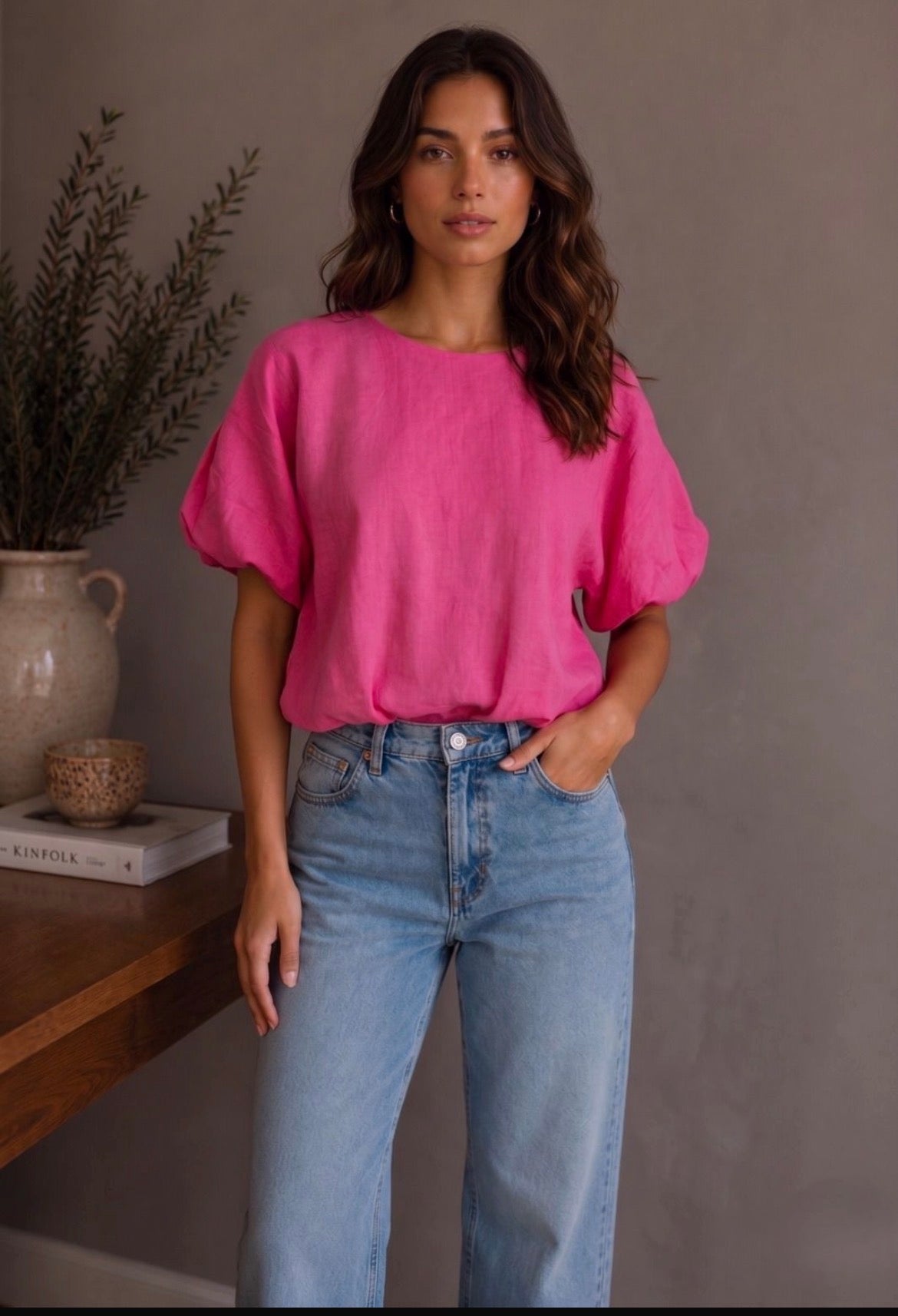 Kyla Bubble Top - Hot Pink