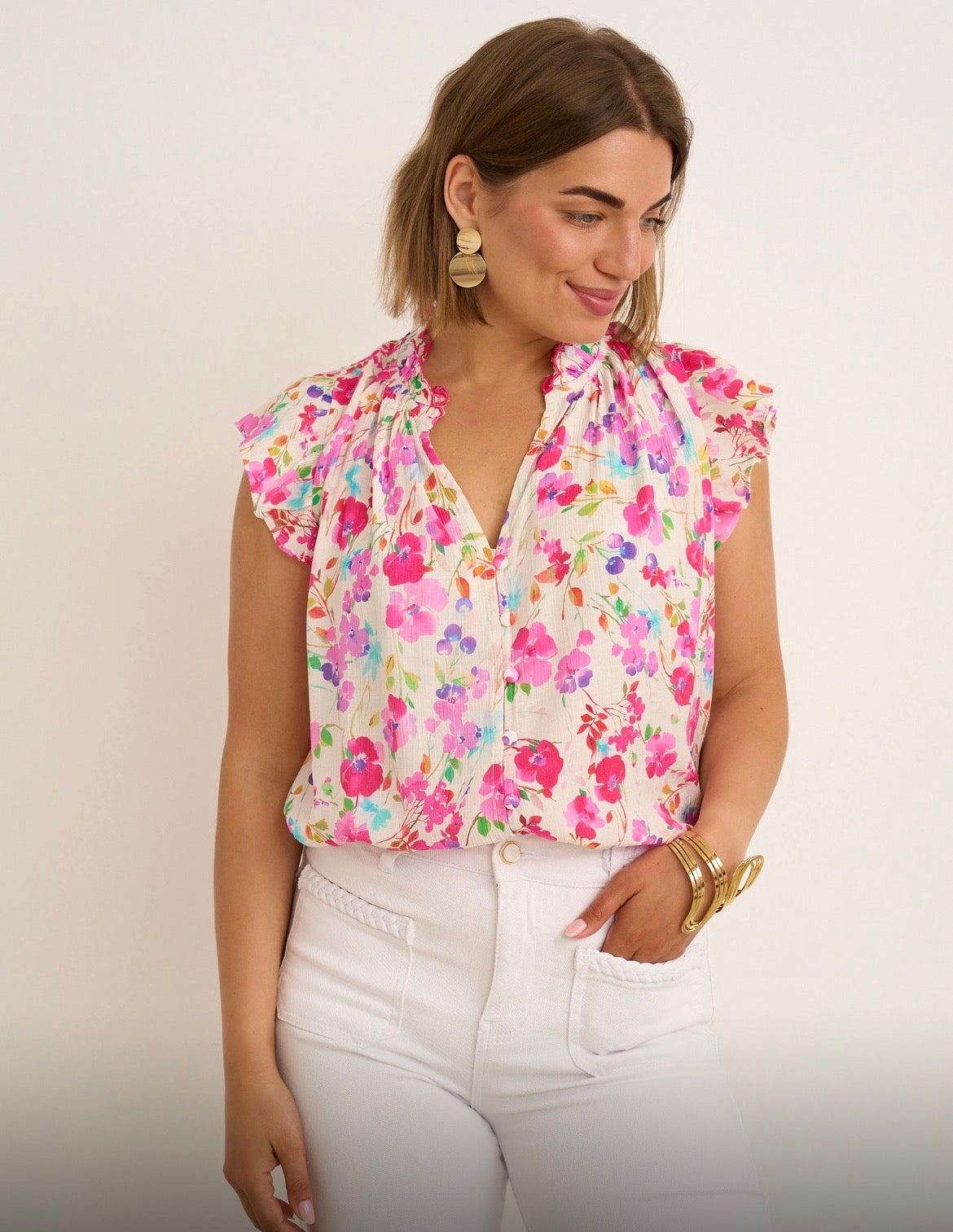 Kyla Pink Flower Top