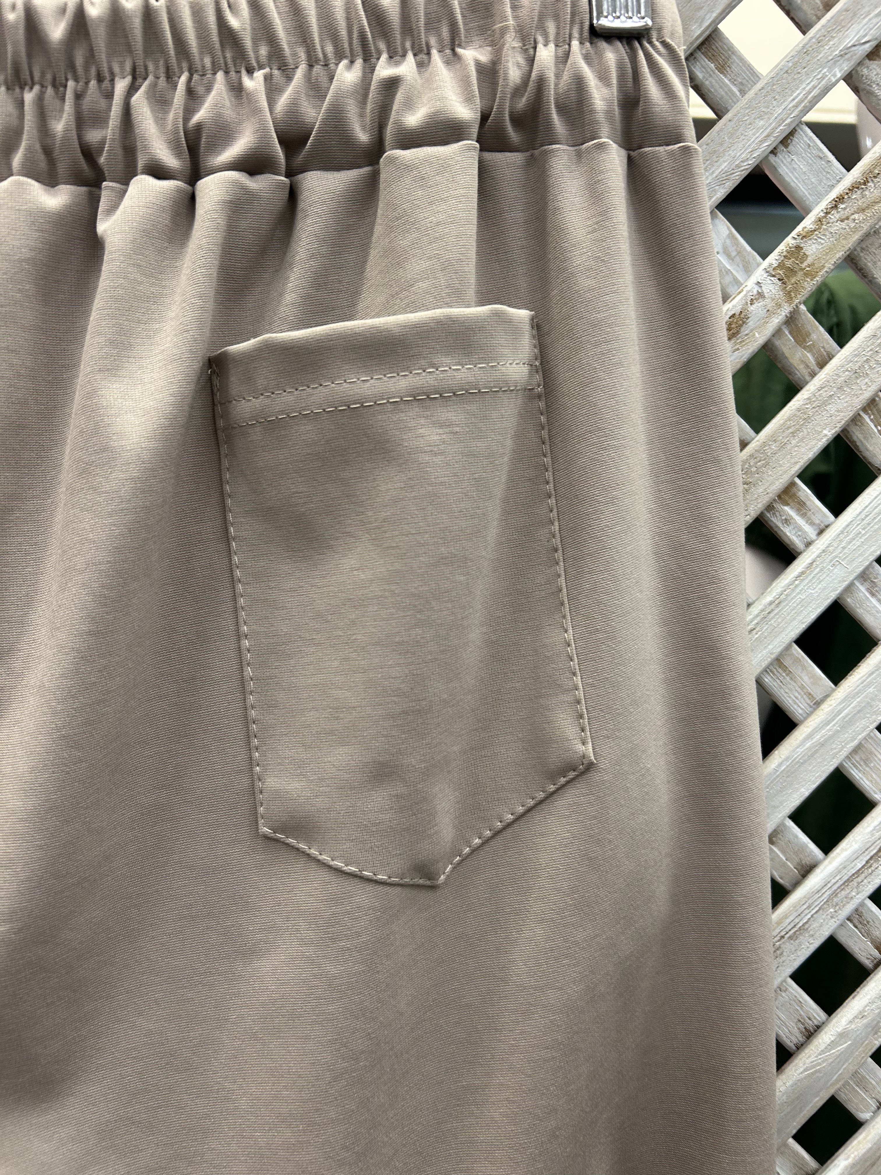 Mocha Pin Tuck Trousers.