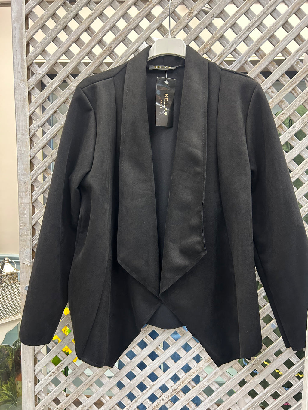 Black Waterfall Collar Jacket.