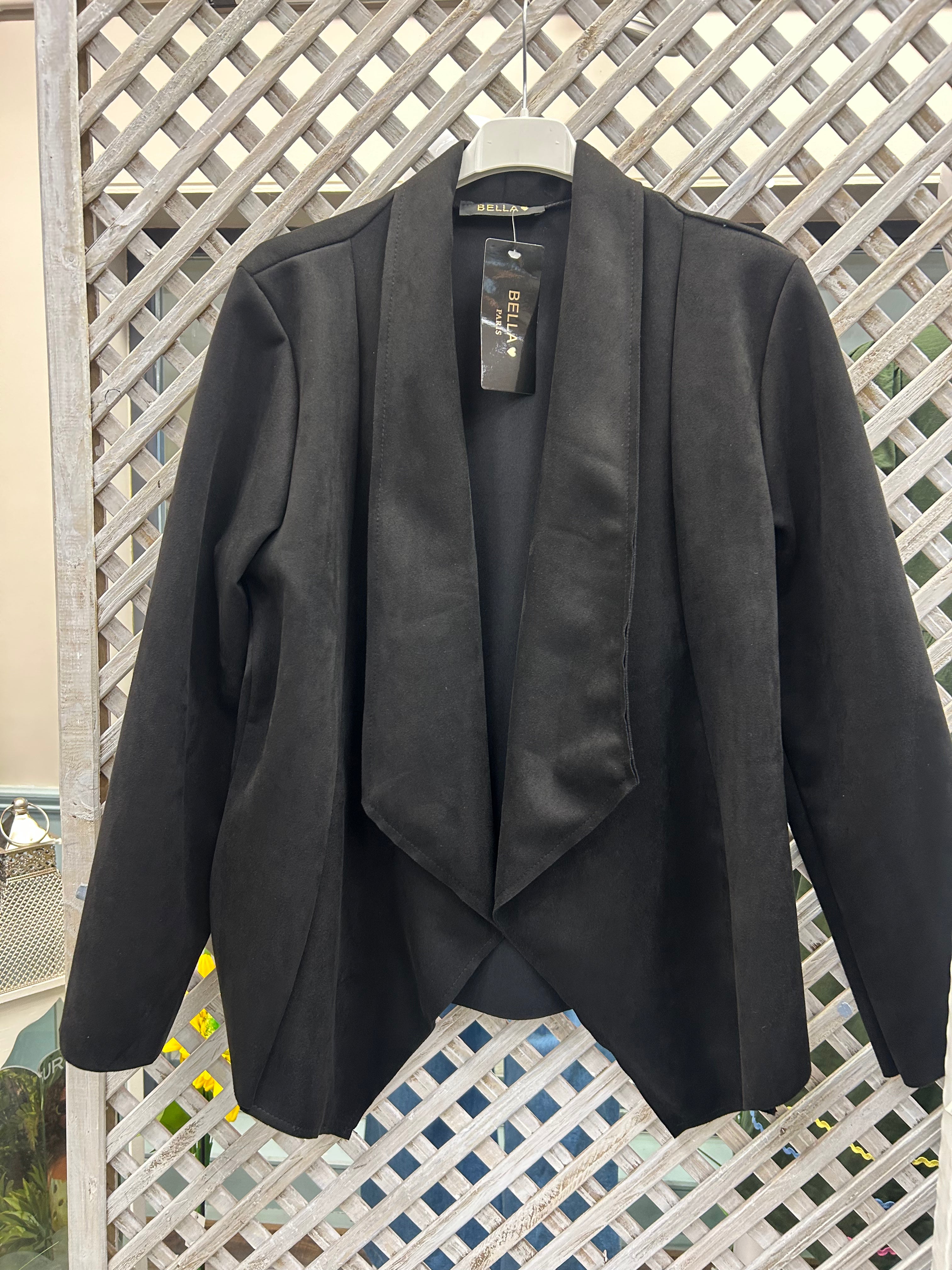 Black Waterfall Collar Jacket.