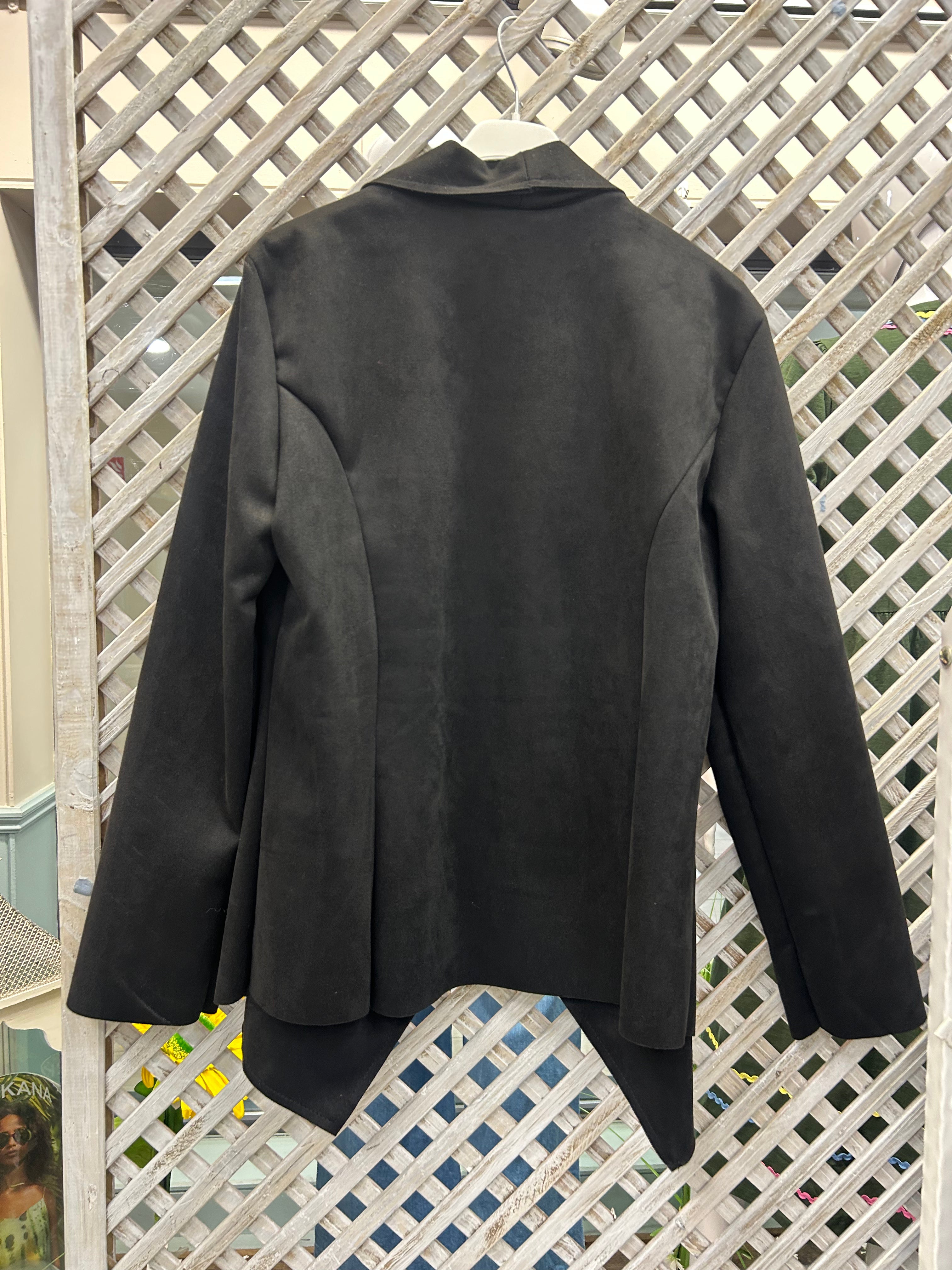 Black Waterfall Collar Jacket.