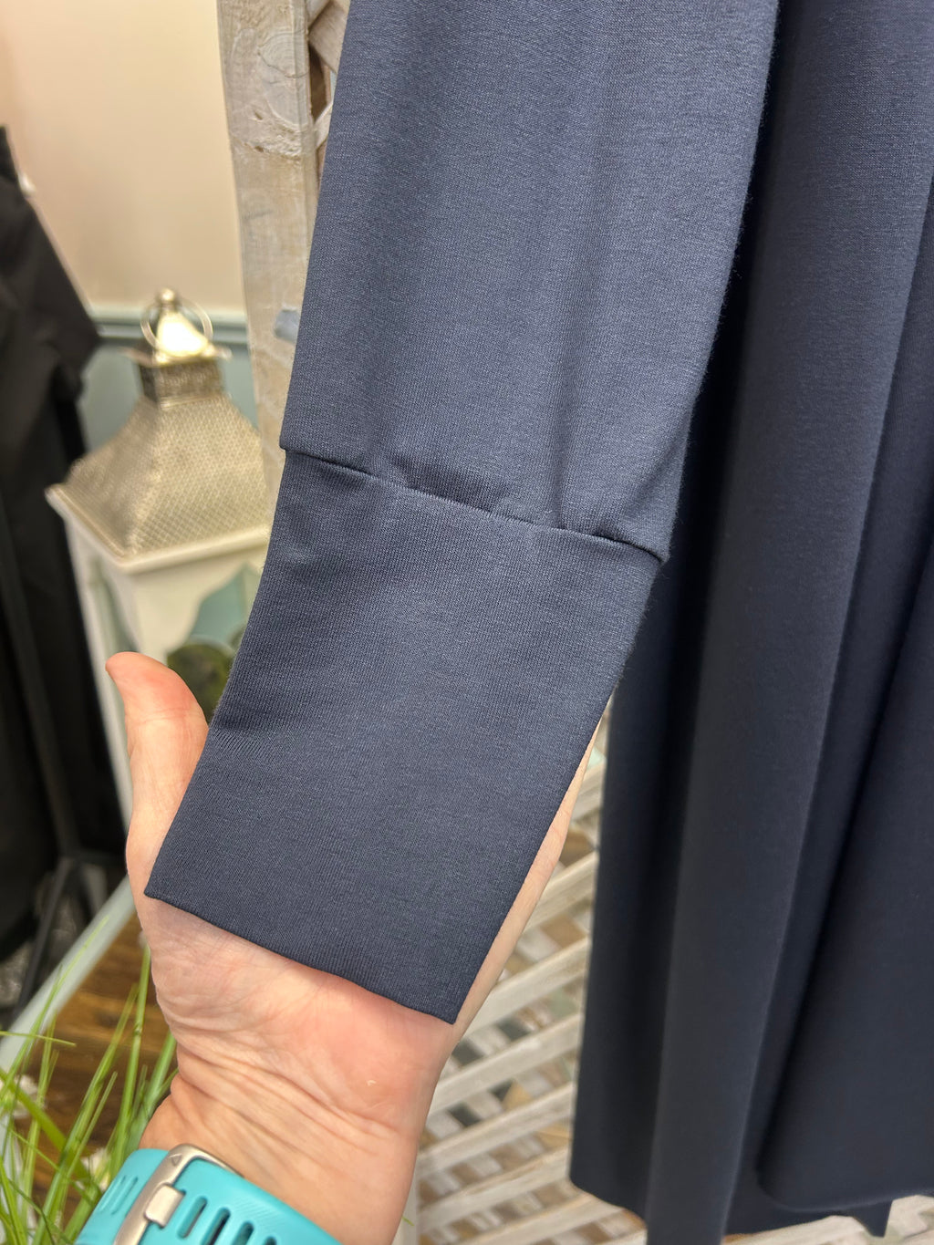 Navy Long Line Cardigan.