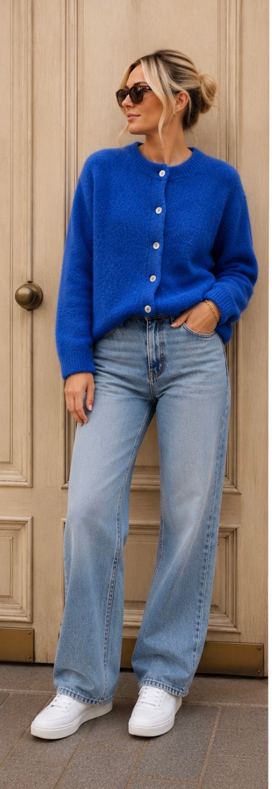 Sophie Cardigan with Kid Mohair - Blue.
