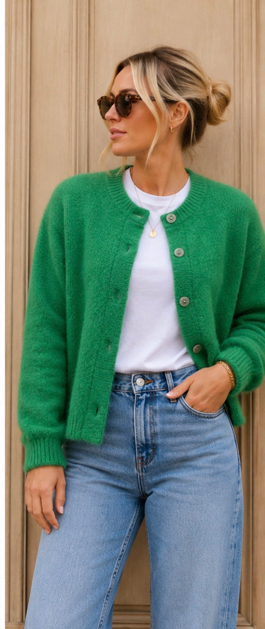 Sophie Cardigan with Kid Mohair - Green.