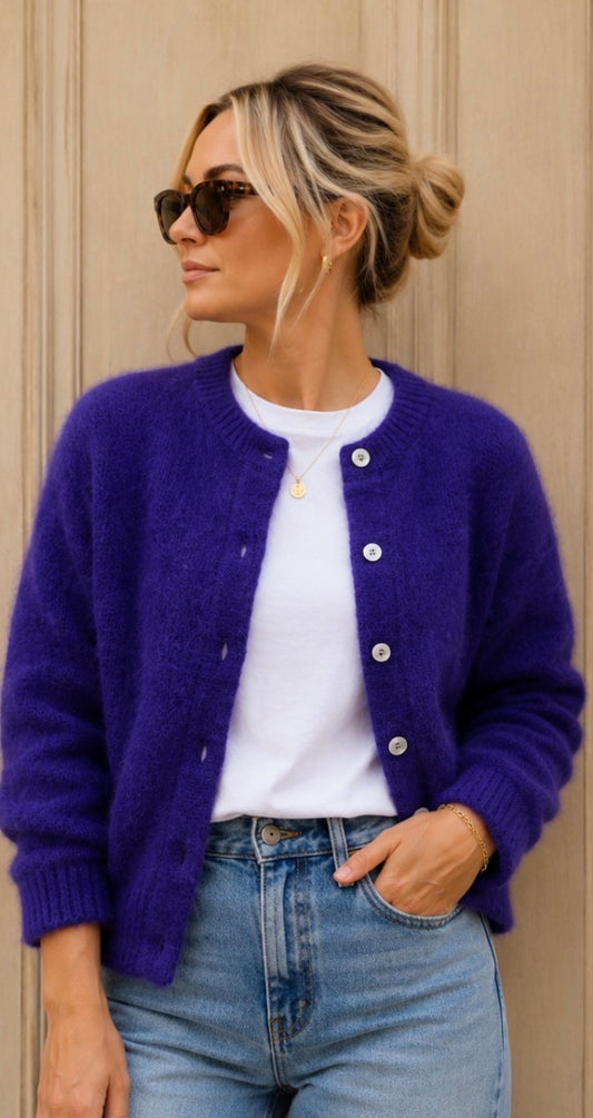 Sophie Cardigan with Kid Mohair - Purple.