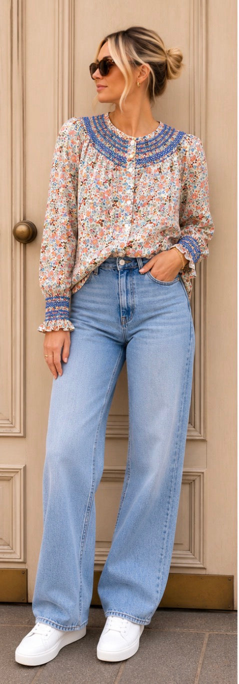 Sophie - Ditsy Floral Smocked Yoke Blouse