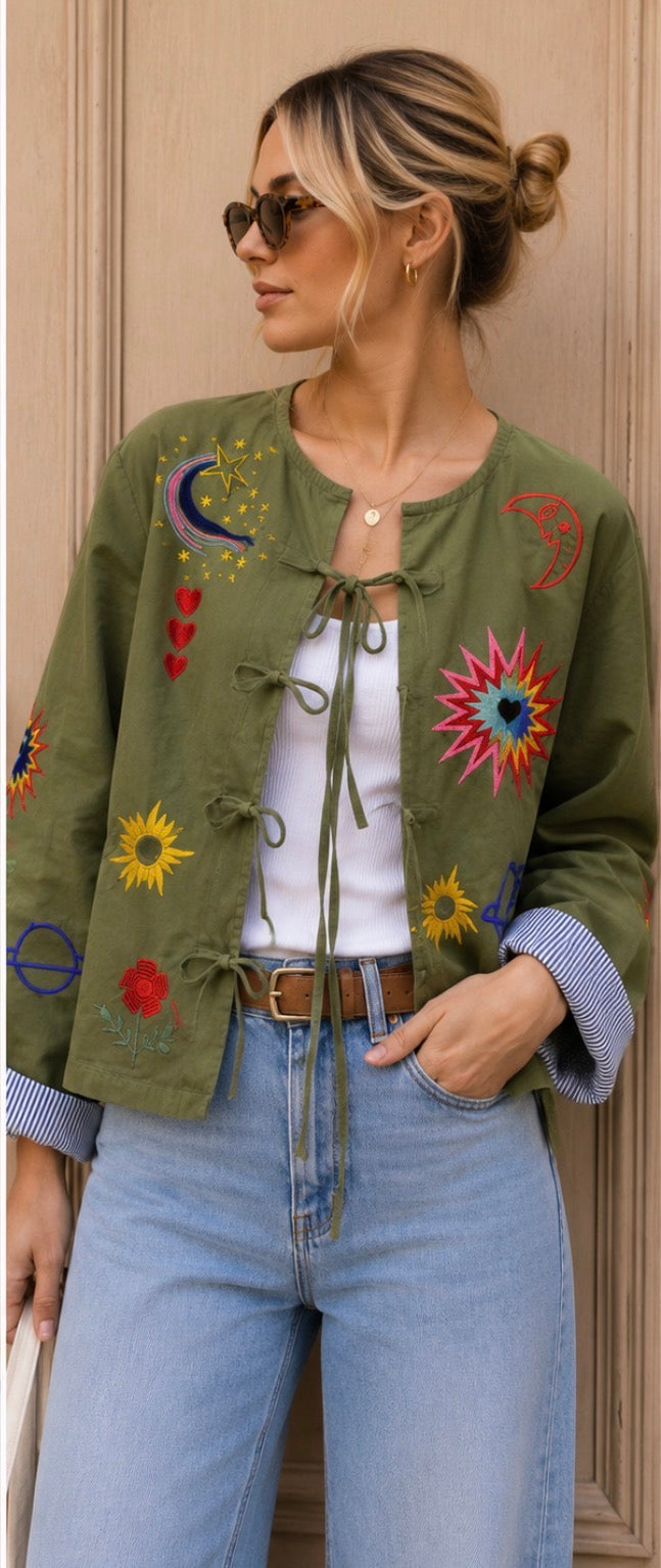 Sophie Kimono Style Jacket - Khaki.