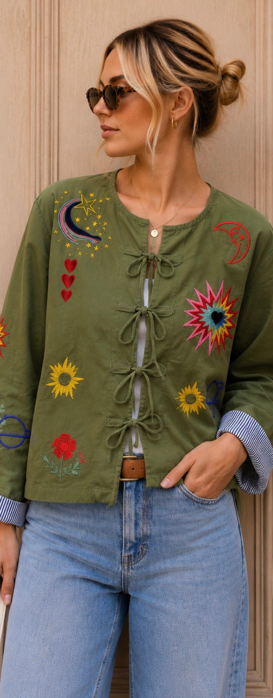 Sophie Kimono Style Jacket - Khaki.
