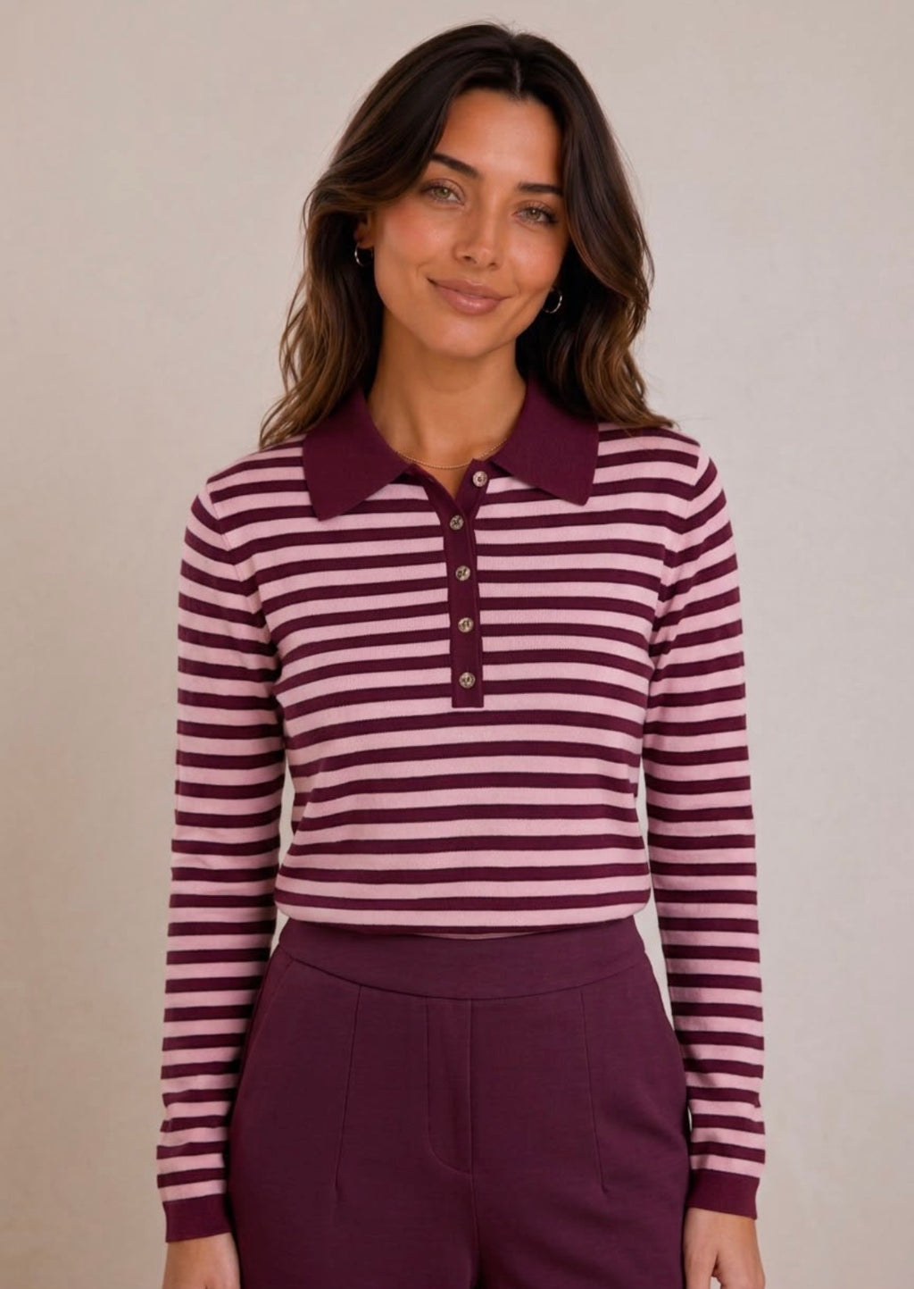 Kyla Stripe Knit with Collar.