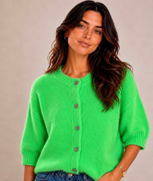 Kyla Kid Mohair Knit 3/4 Length Sleeve - Green.