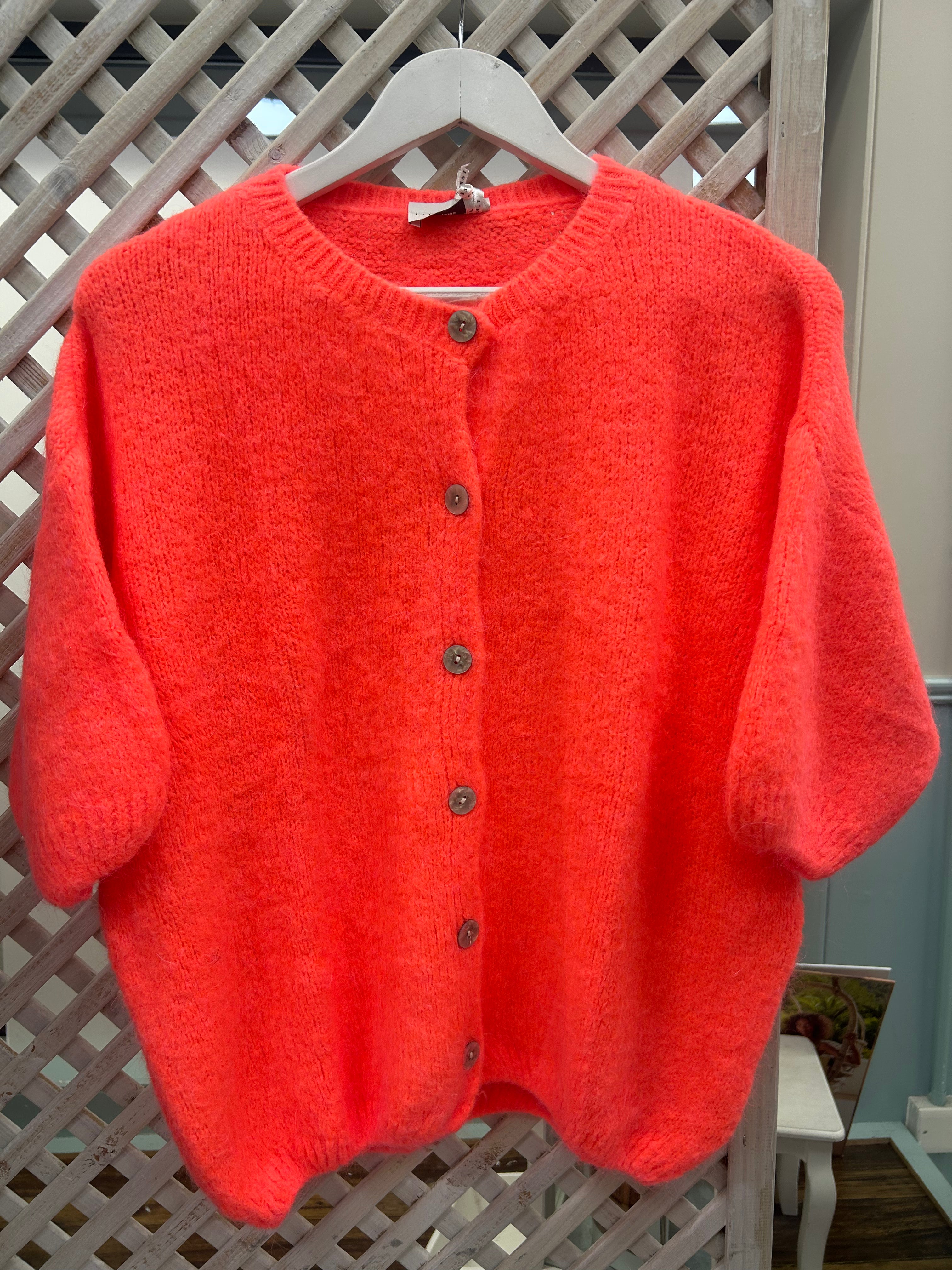 Kyla Kid Mohair Knit 3/4 Length Sleeve - Coral