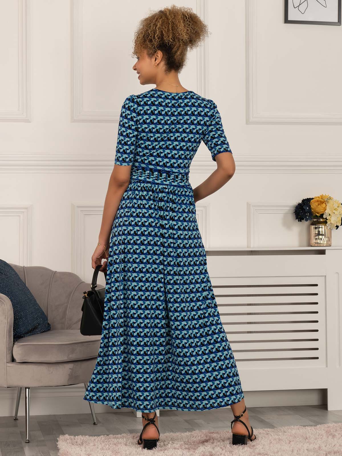 Jolie Moi Georgia Geometric Jersey Maxi Dress