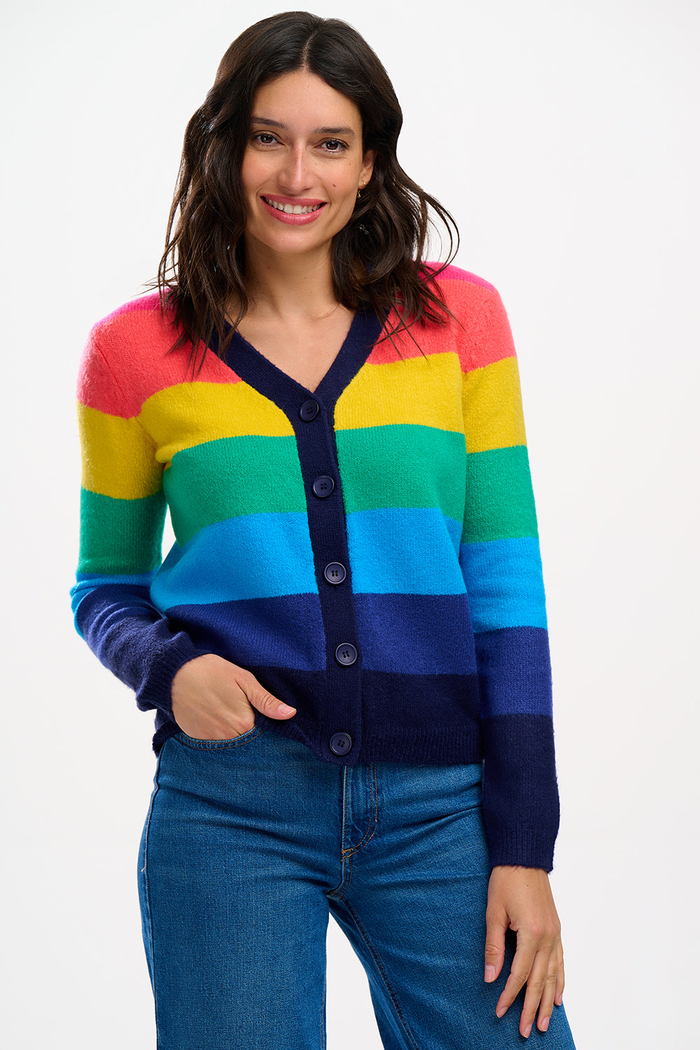 Sugarhill Izzy Cardigan-Rainbow Stripes