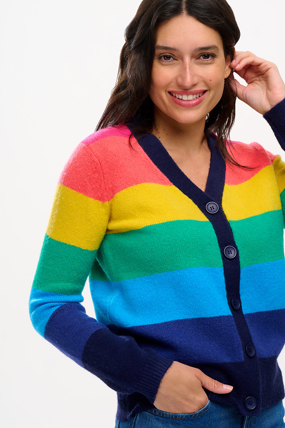 Sugarhill Izzy Cardigan-Rainbow Stripes