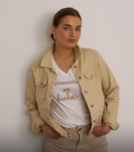 Kyla Beige Denim Jacket