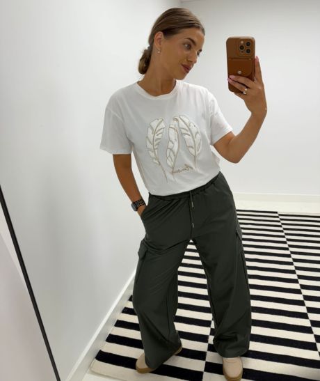 Kyla PU cargo Trousers Straight end Khaki