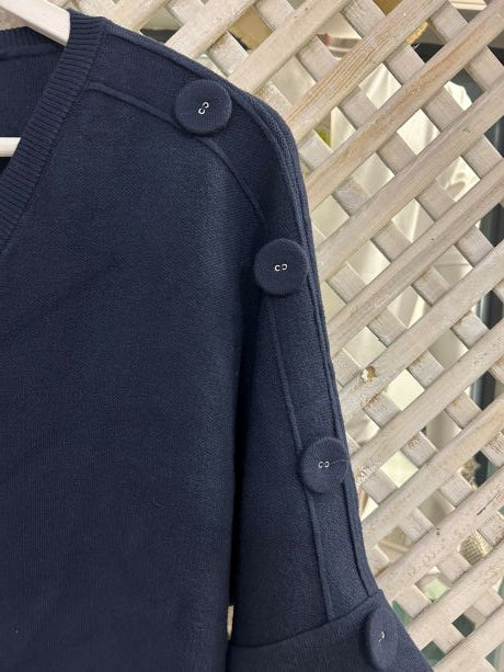 Kyla Knit with Half sleeve & Buttons on the shoulder Navy