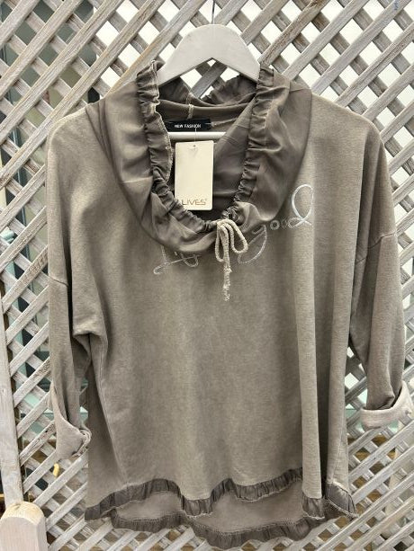 Kyla Cotton Sweatshirt with frill hem