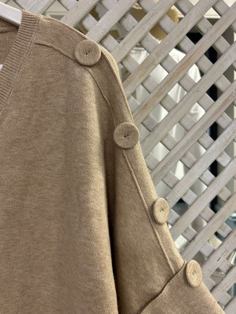 Kyla Knit with Half sleeve & Buttons on the shoulder Caramel