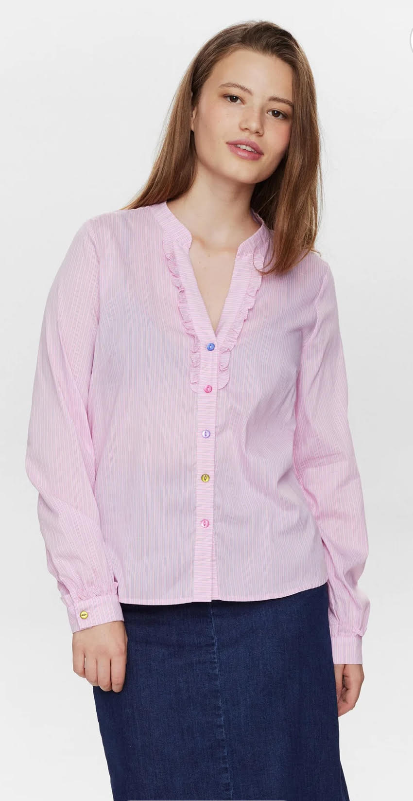 Numph NUFARRAH Pink Lady shirt with coloured buttons