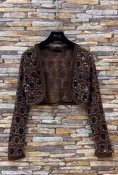 Bolero in Tulle with Sequins Maroon