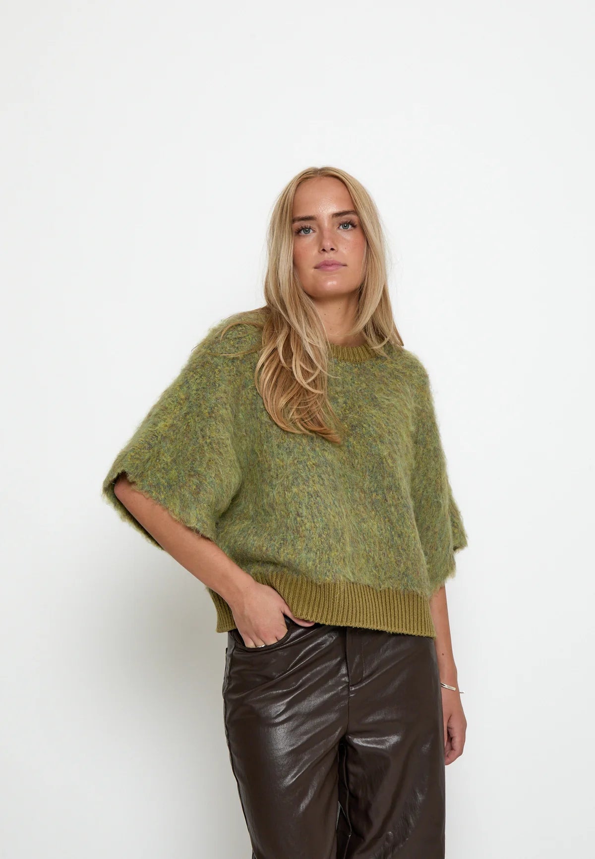 Peppercorn PCSerena Knit with Batwing Sleeve - Green Mix