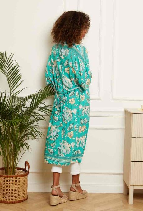 Kimono with belt & side Slits Green