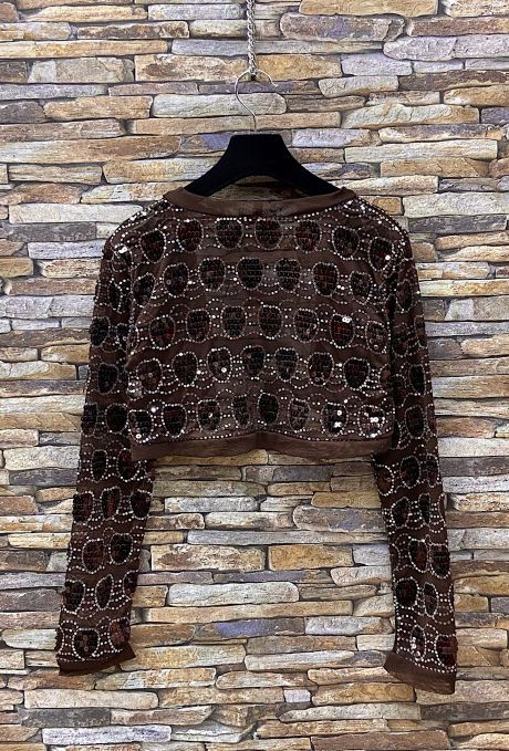 Bolero in Tulle with Sequins Maroon