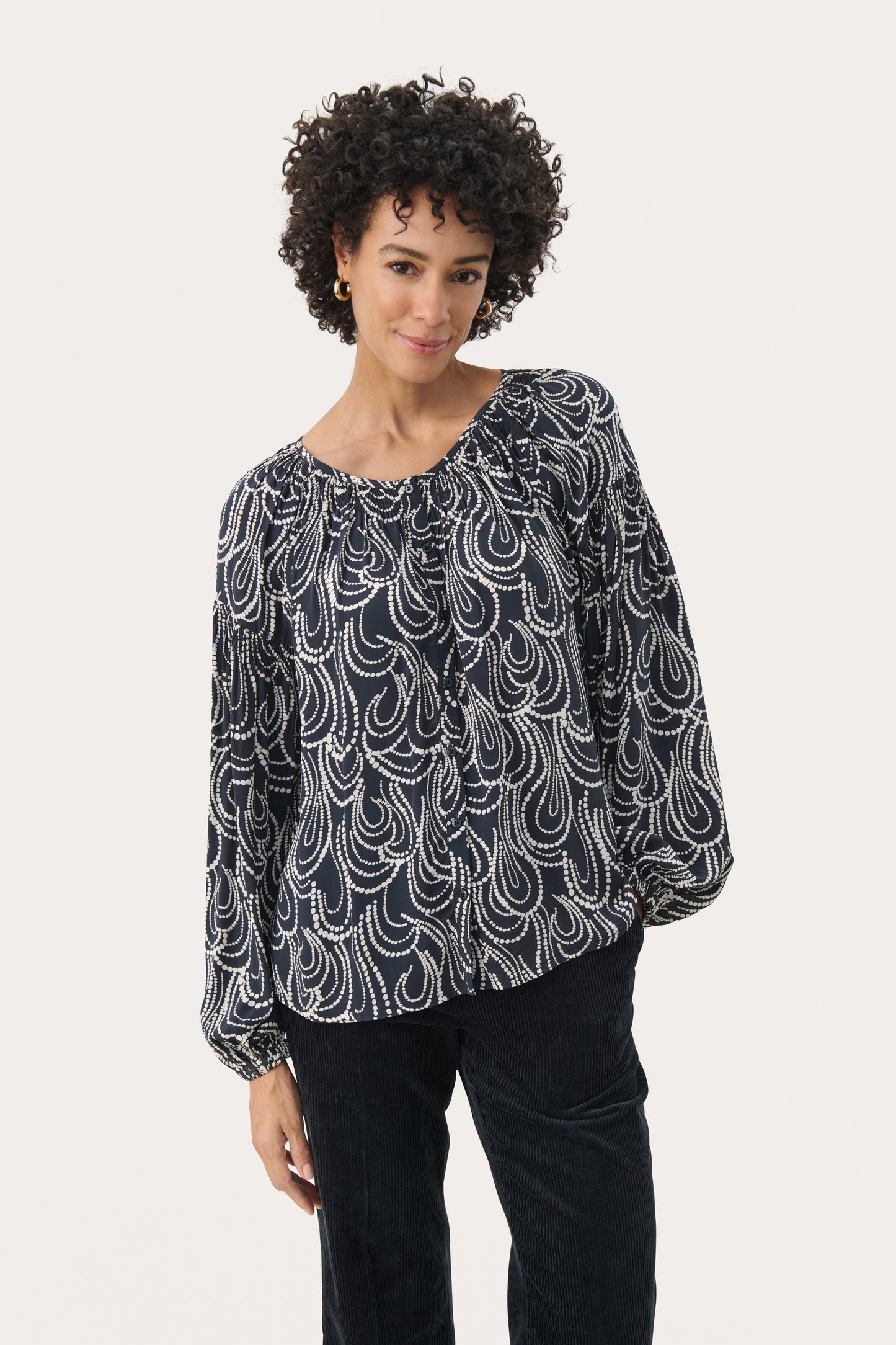 Part Two Panthera Swirl Top - Navy & White Mix