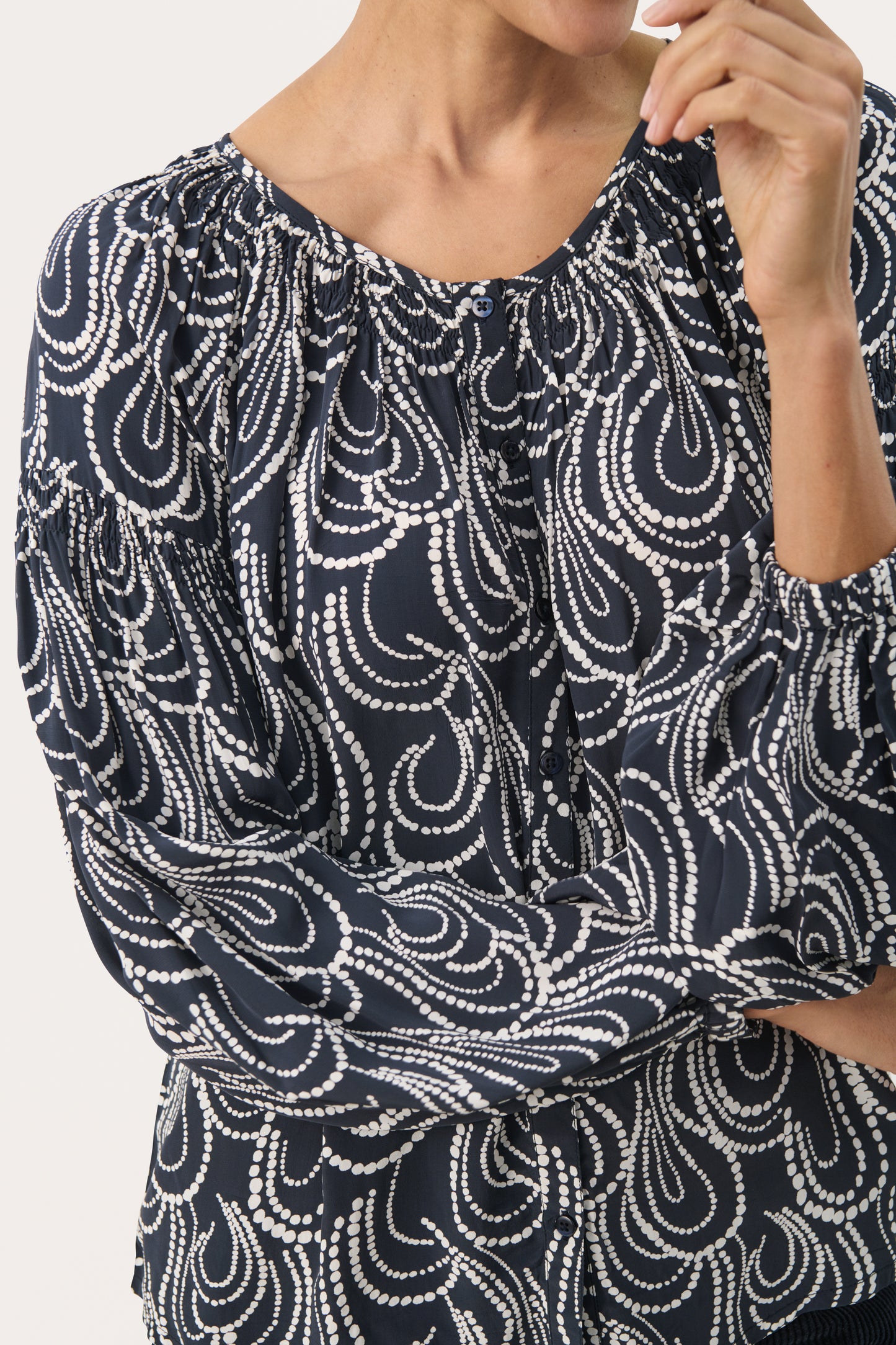 Part Two Panthera Swirl Top - Navy & White Mix