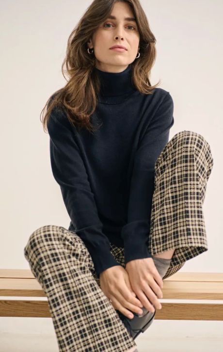 Part Two Llisan PW Trousers Navy Check
