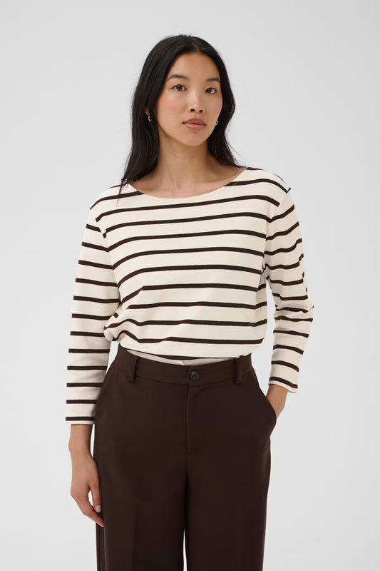 Street One NelaPW T/Shirt - Brown & Cream
