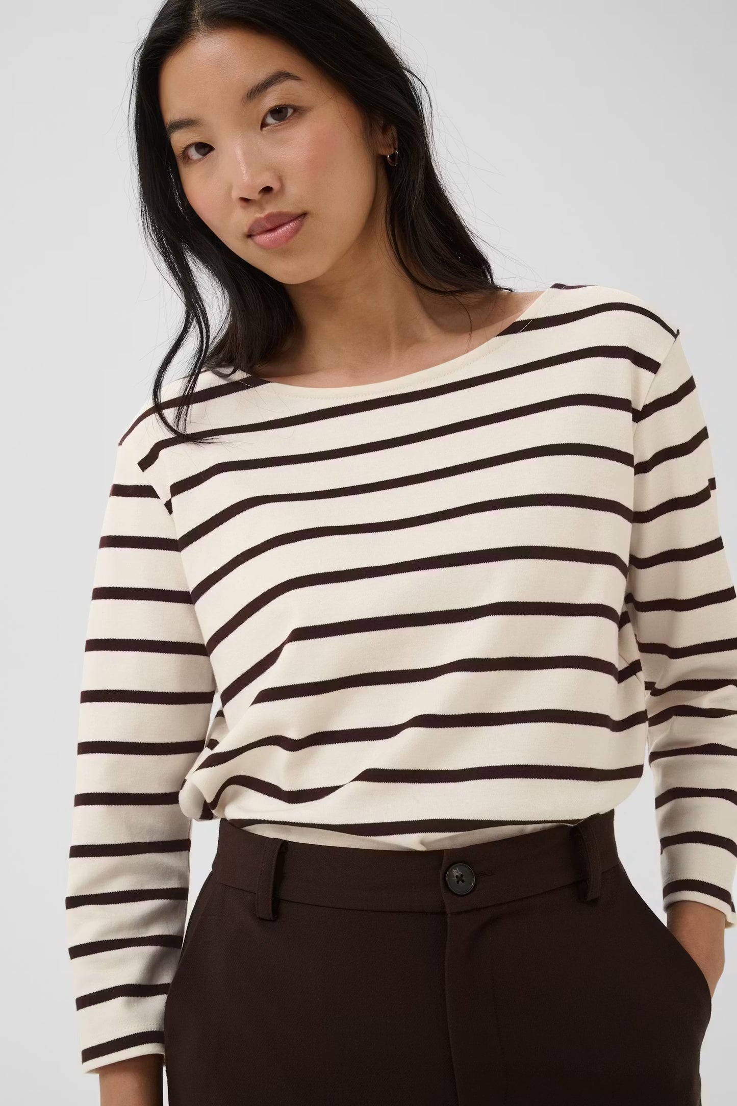 Street One NelaPW T/Shirt - Brown & Cream