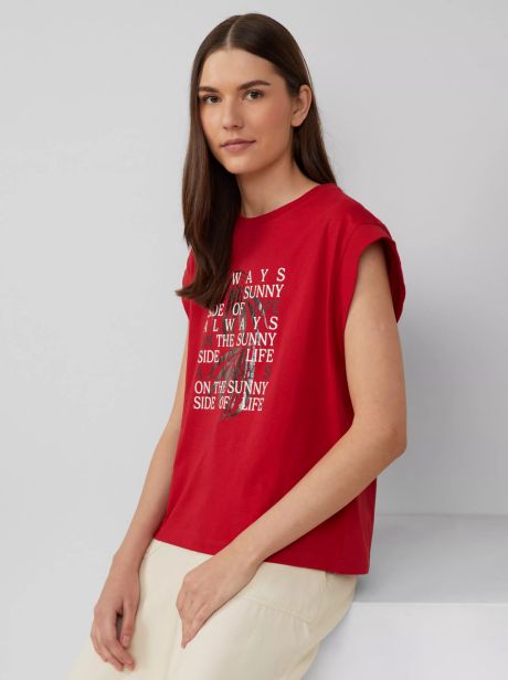 S Oliver Red T Shirt with Detail