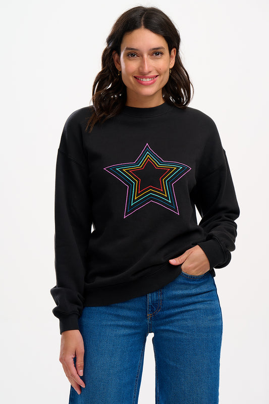 Sugarhill Noah Sweatshirt-Black Rainbow Star