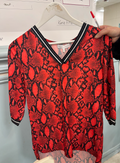 Snake Print V-Neck Top – Red