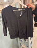 Shimmer V-Neck Top – Black