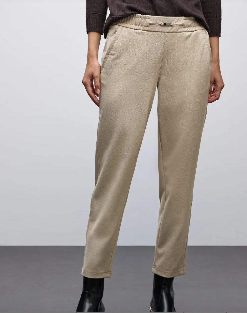 Street One Bonny Buckle Piquee Trousers - Oatmeal.