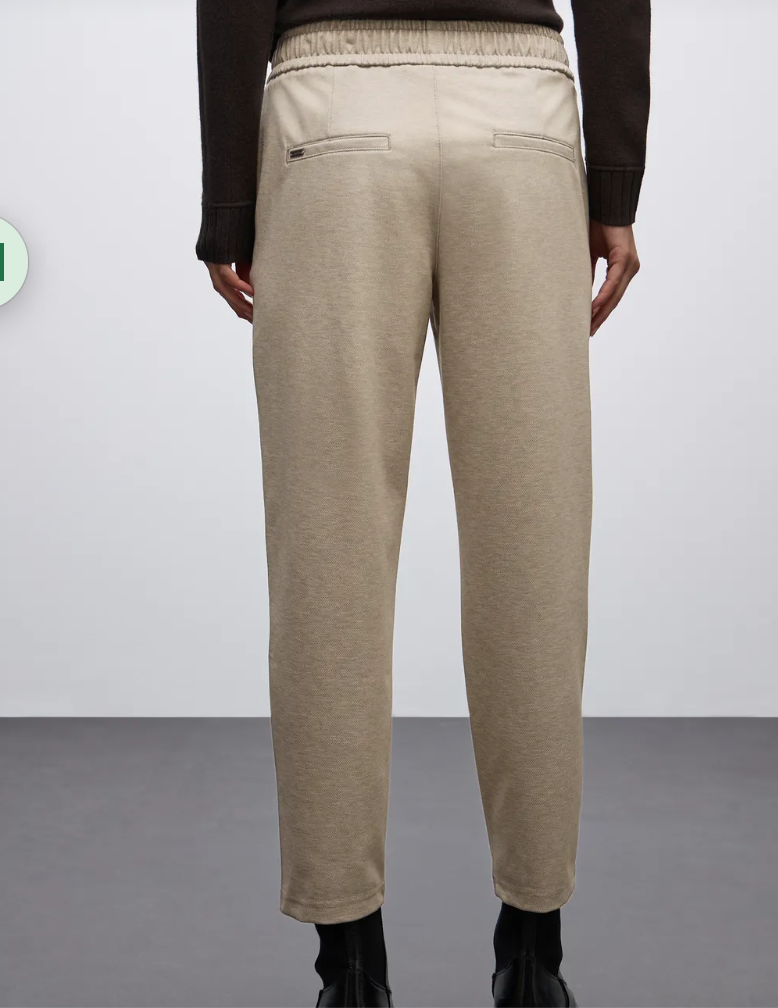 Street One Bonny Buckle Piquee Trousers - Oatmeal.