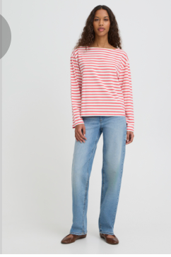 ICHI IHMIRA BOATNECK Long Sleeve Stripe Top.