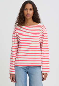 ICHI IHMIRA BOATNECK Long Sleeve Stripe Top.