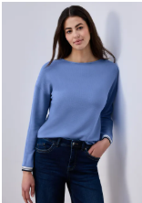 Street One Textured Shirt with Tape - Sky Blue